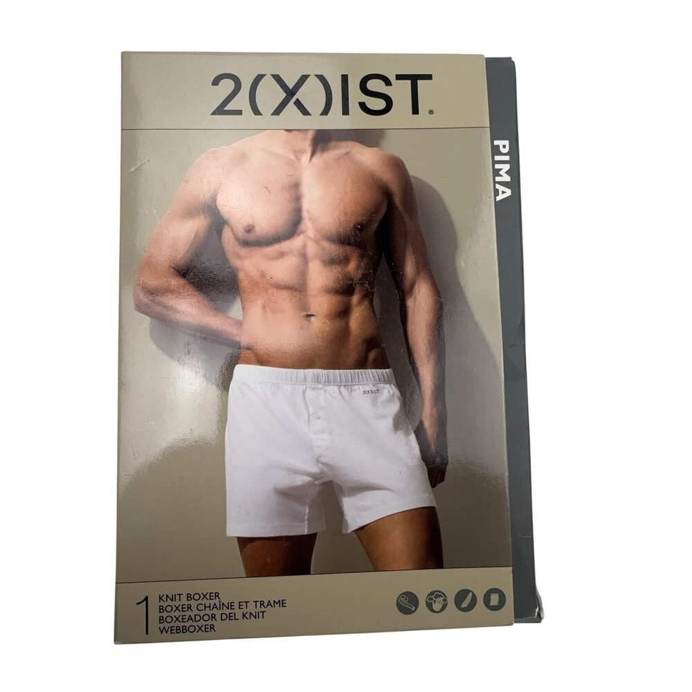 2(X)IST Knit Boxer Underwear Mens Small Black Pima Cotton Tagless 1 Pack
